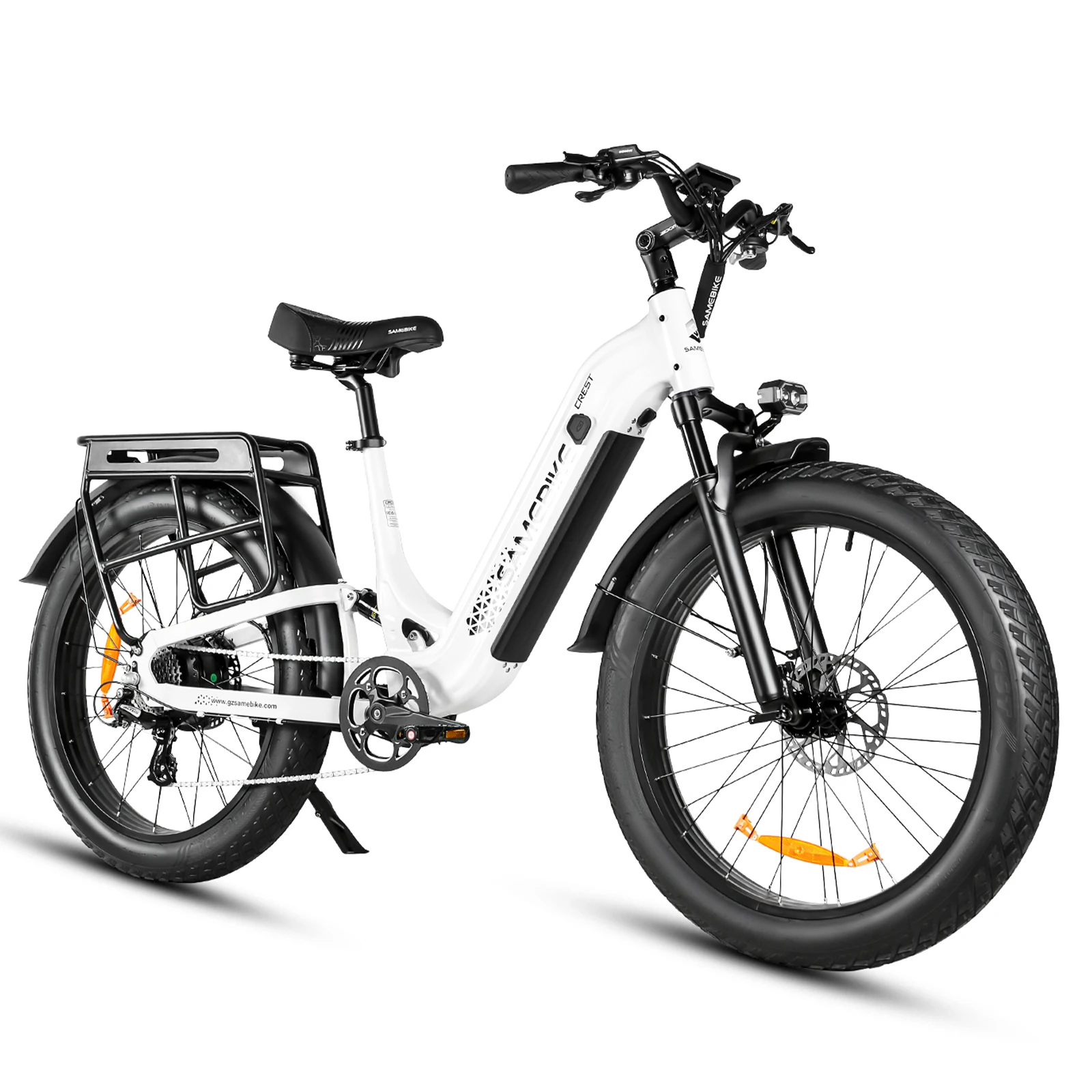 Bílá SAMEBIKE CREST – tříčtvrteční pohled zepředu