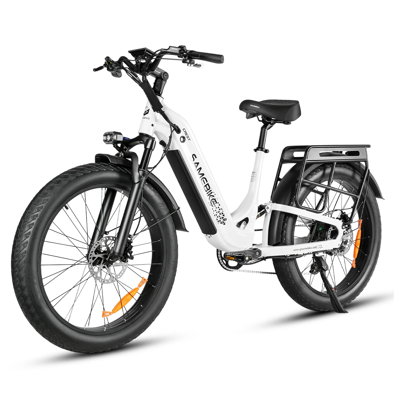 Bílá SAMEBIKE CREST – tříčtvrteční pohled zezadu