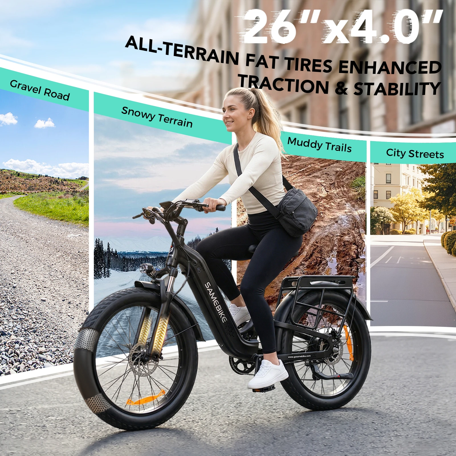 SAMEBIKE CREST na smíšené trase s fat pneumatikami 26 × 4,0 palce