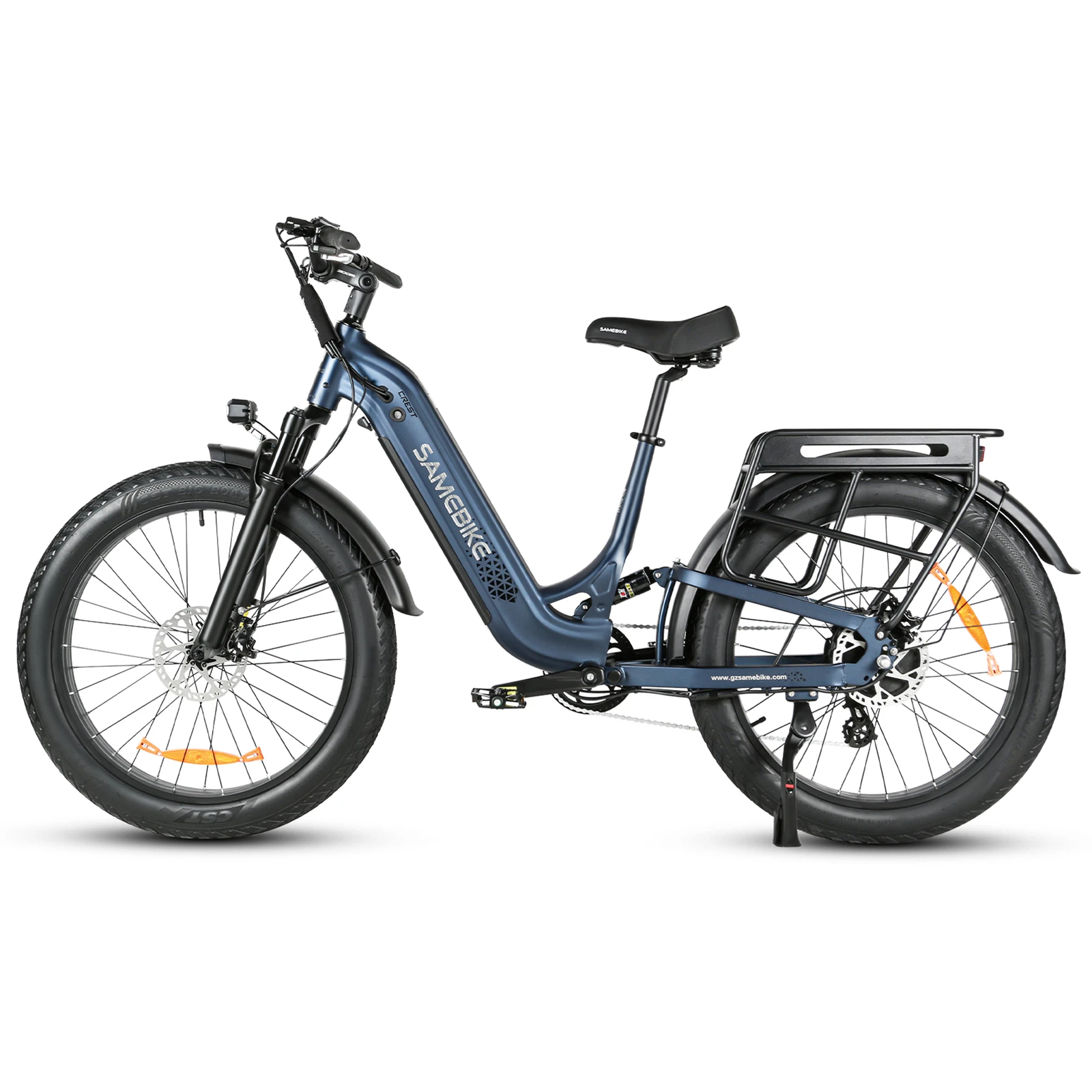 Ocelově modrá SAMEBIKE CREST – opačný boční pohled