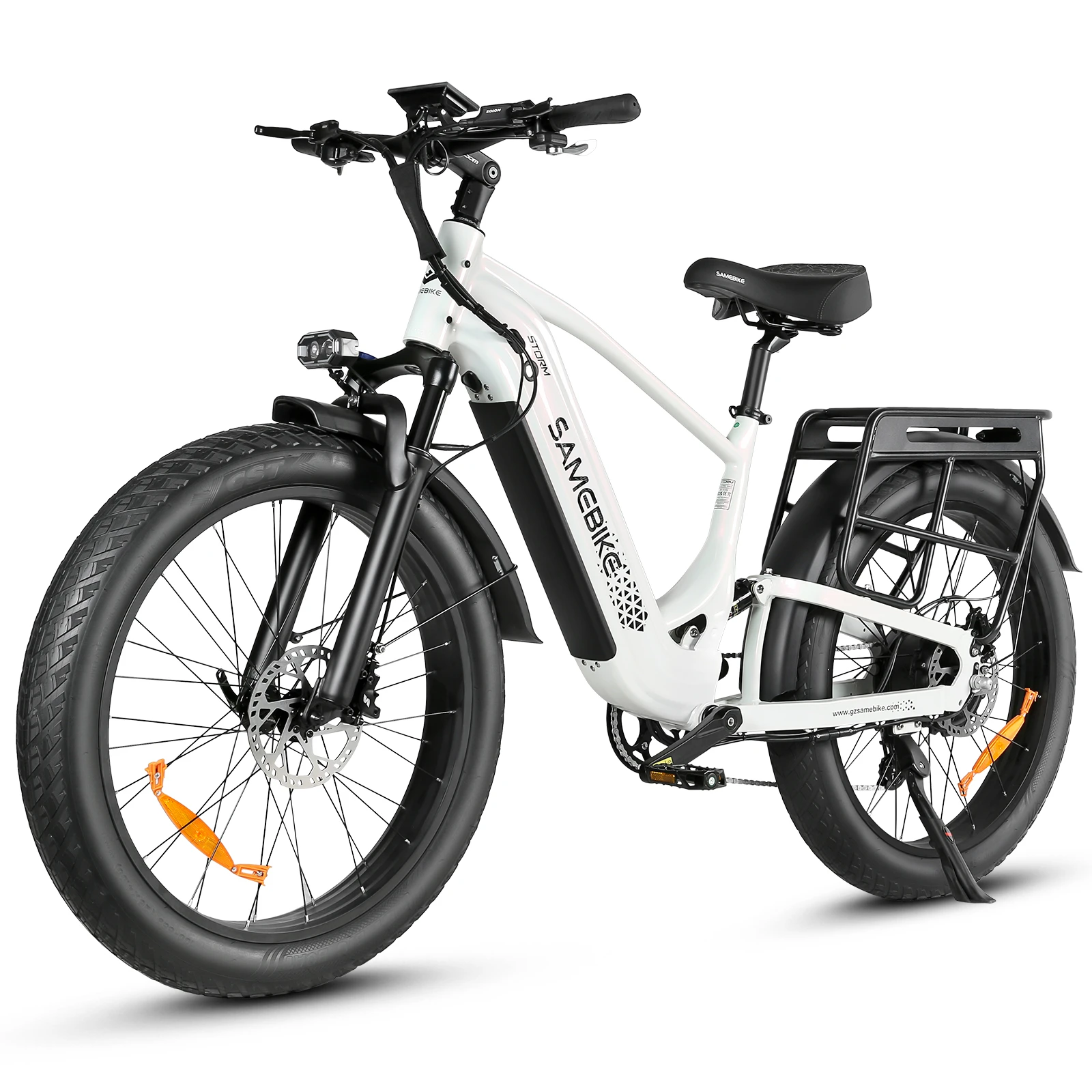 Bílá SAMEBIKE STORM – tříčtvrteční pohled zleva